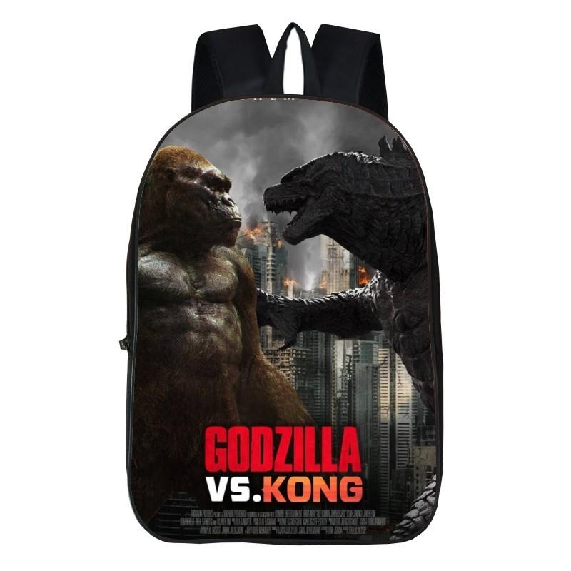 Stylish Godzilla Vs King Kong Backpack For Students With Cartoon Patterns And Adjustable Straps