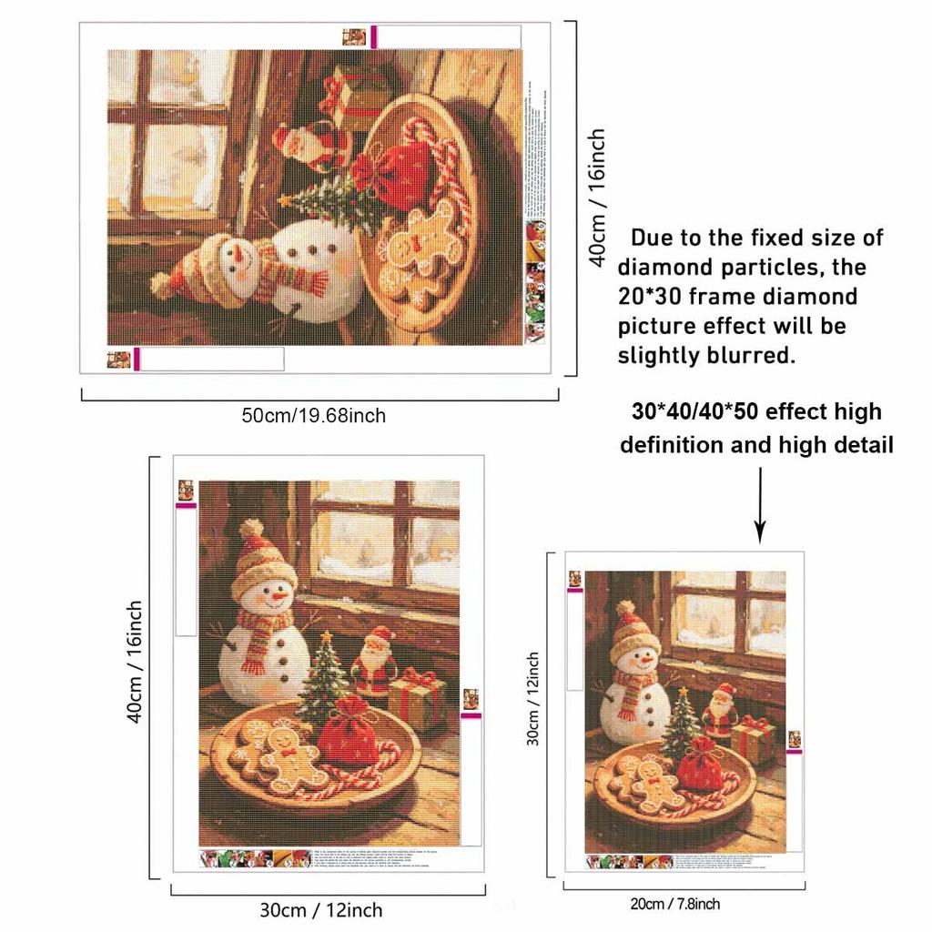 DIY Diamond Painting Kit Christmas Snowman 5D Full Drill Canvas Art Relaxing Stress Relief Craft for Adults and Beginners