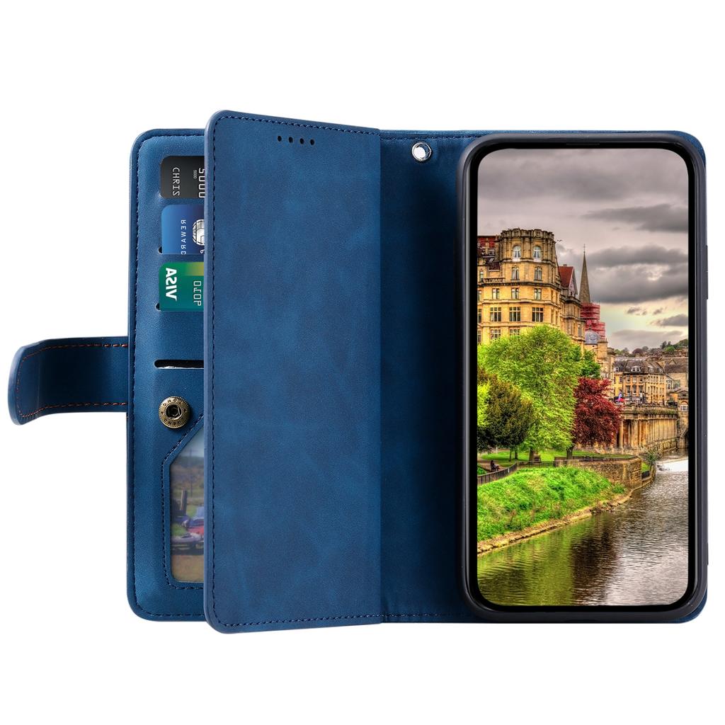 Pentru Google Pixel 9/Pixel 9 Pro Husă Portofel pentru Telefon cu Fermoar, Acoperire din Piele cu 9 Sloturi pentru Carduri