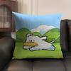 Cute Lover Korean Line P-Puppy Cushion Cover Natural Linen Organic Fabric Double-Sided Printing Sofa Home Decor Gift Pillow Case