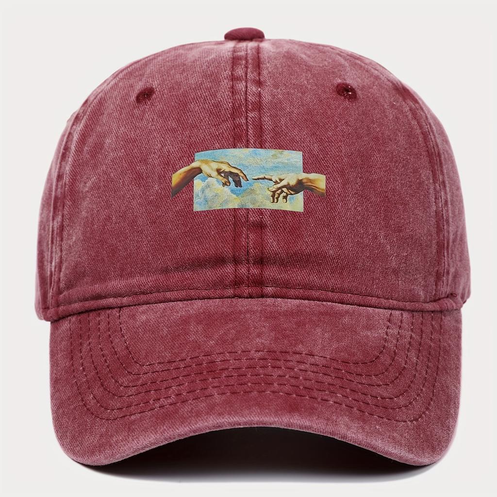 Vintage printed baseball cap, vintage and versatile for both men and women, daily casual and fashionable curved brim hat