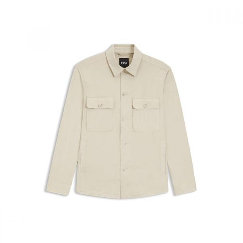 

Boss Relaxed Fit Stretch Button Closure Shirt Jacket Open White 50544483118 52