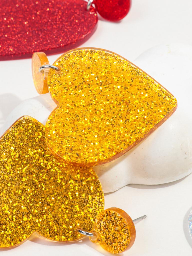 New Valentine's Day Heart Acrylic Earring for Women Girls Glitter Colorful Love Shape Drop Earrings Fashion Jewelry Gifts