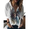 Womens Summer Shirt Fun Printed Lapel Shirt Casual Outdoor Loose Large Size Shirt Fashion Comfortable Breathable Long Sleeve Top