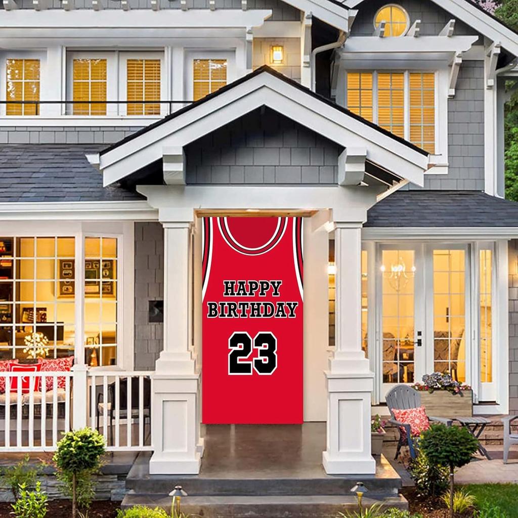 Happy Birthday 23 Banner Backdrop Background Red Basketball Star Player Sports Theme Decor for Man Boy 1st Birthday Party Baby Shower Photo Booth