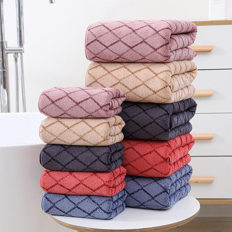 2 Pcs Checkered Towel Bath Towel Set (Multi-Color) - Absorbent & Soft Home Towels
