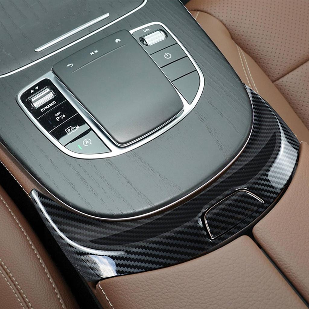 Car Center Console Armrest Box Trim Switch Buttons Panel Cover for Mercedes Benz E Class W213 2017-2025 Carbon Fiber