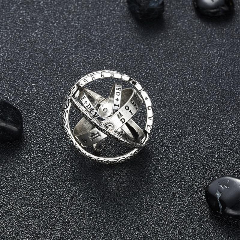 Modish Stylish Astronomical Finger Ring Women Metallic Ball Creative Men Complex Rotating Cosmic Finger Mood Rings Celebration Gathering Jewelry