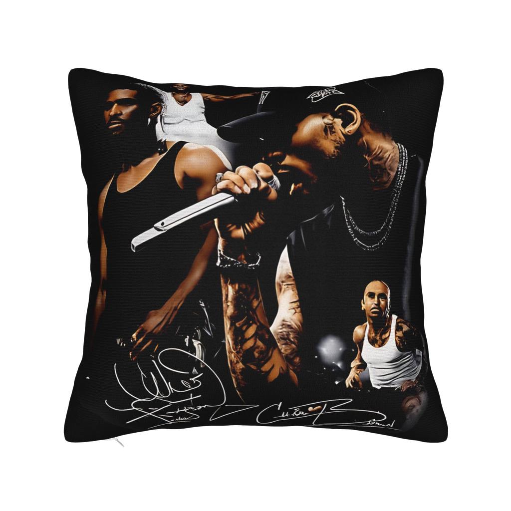 Federa per Cuscino Chris Brown Album Breezy-Music Rapper Federa Personalizzata per Cuscino per Divano Letto Soggiorno Federe Vintage