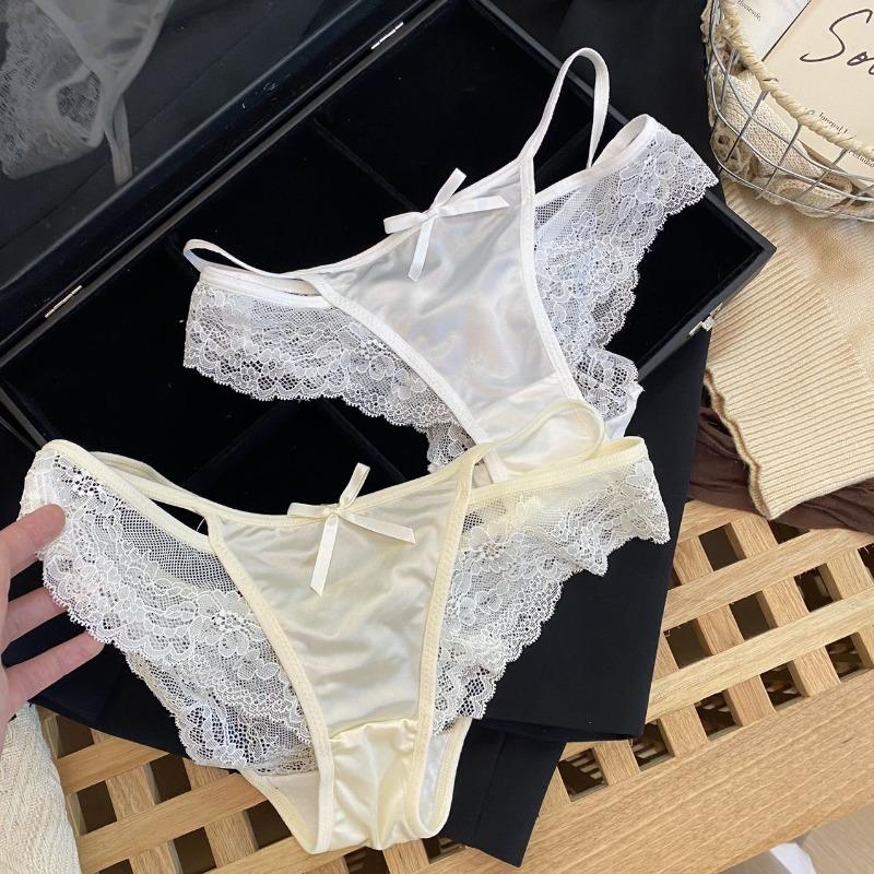 Lady Summer Sexy Pure Desire Lace Satin Close Skin Comfortable Low Waist Triangle Briefs