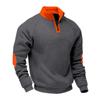 Men's Loose And Casual Two-color Fleece Stand-up Collar Pullover, Half-zipper Long-sleeved Sweatshirt