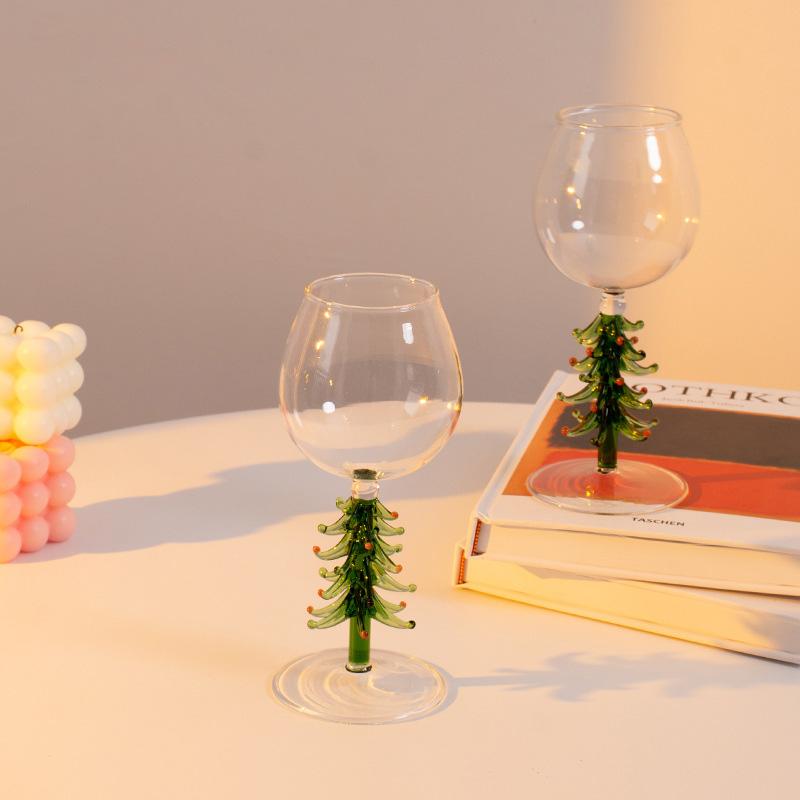 Beverage Drinking Cup for Party Use Glass Cup Elegant with Mini Scarf Christmas Gift Stemwares Wine Glass High Stemmed 1/2pcs