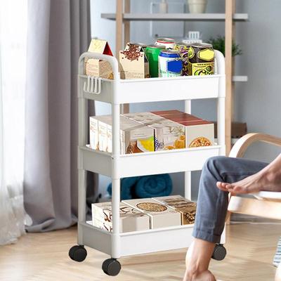 Storage Cart On Wheels Rolling Cart Organizer Utility Cart Snack Cart Rolling Shelf Book Cart Movable Storage Organizer 3 Tier
