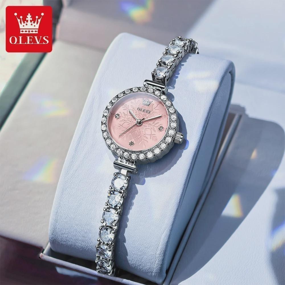 OLEVS Volle Diamant Quarzuhren Damen Luxus Elegantes Armband Armbanduhr Wasserdicht Damen Kleid Armbanduhr