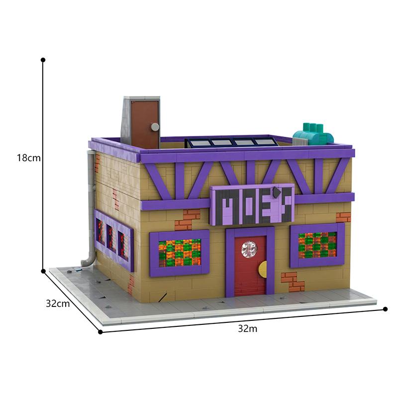 Buildmoc Comedy Moe's Tavern Architecture Ideasa Simpsomseds MOC Building Blocks Toys for Children Kids Gifts Toy 1736PCS Bricks