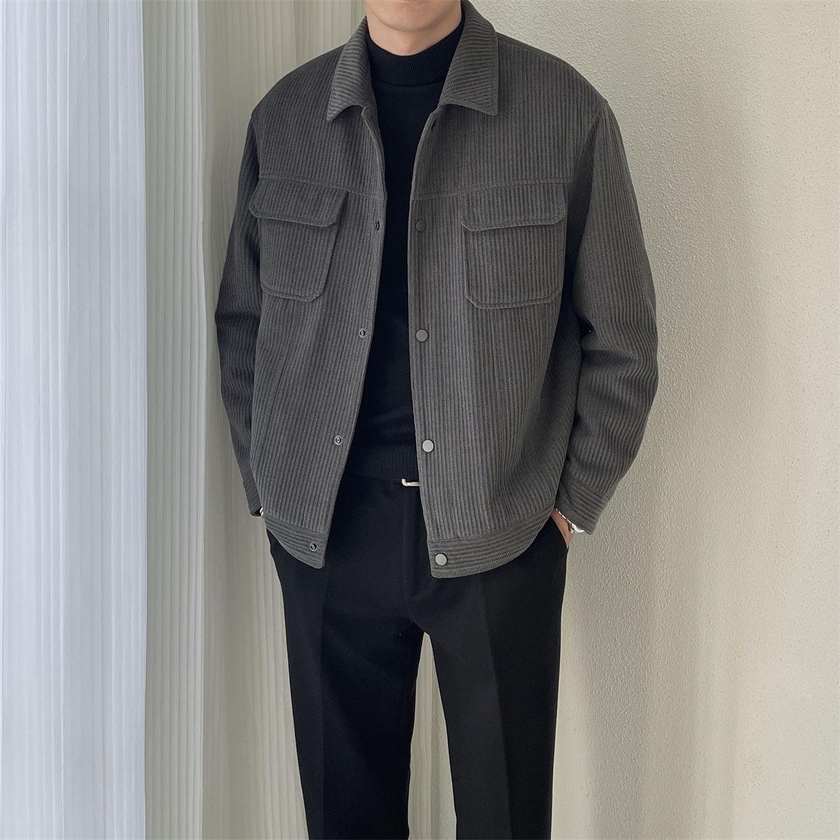 

2026 Men s Versatile Fleece-Lined Top Coat - Casual Loose Fit, Turn-Down Collar, Autumn/Winter Workwear M 90-115 lbs