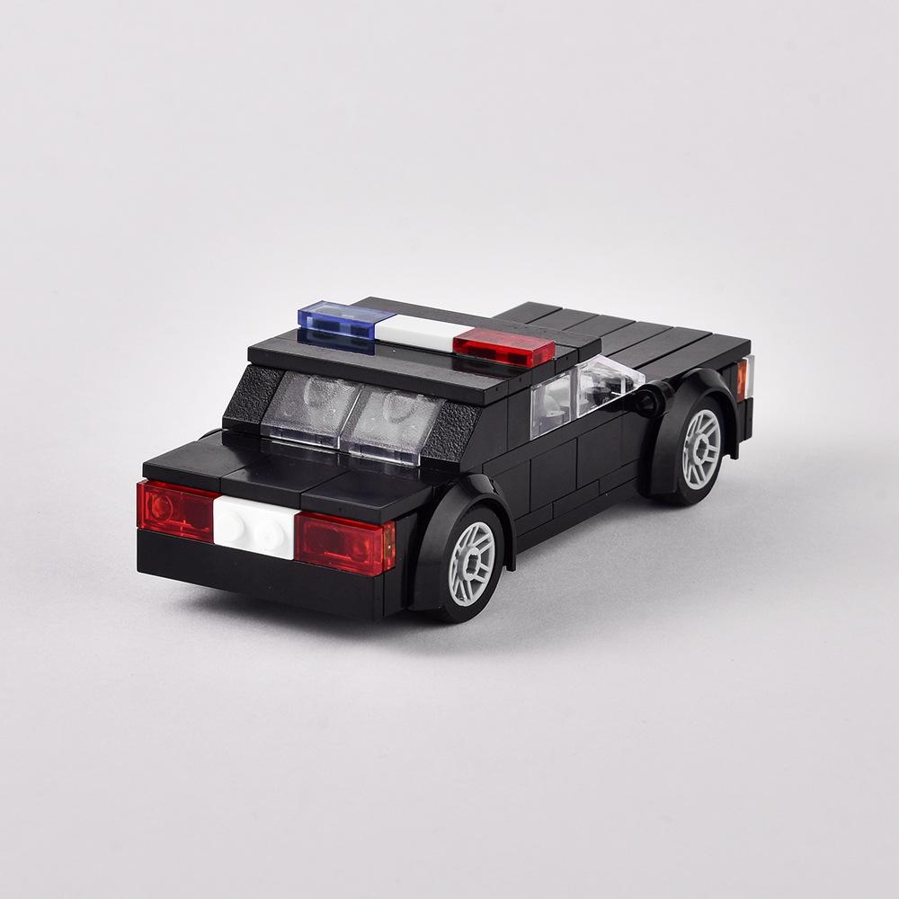 Black Police Car Building Block City Car Model Assembly Toy Compatible Small Particle Set