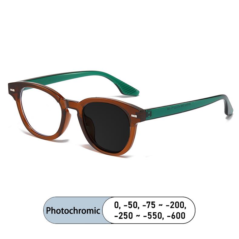 New Luxury Rivet Elliptical Frame Myopia Glasses Prescription Nearsight Anti Blue Light Men Eyewear