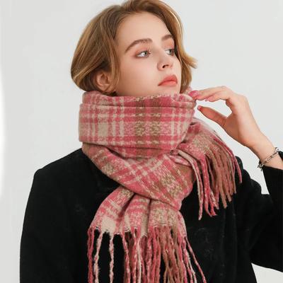 Warme Kaschmirdecke Damen Reise Winter Schal Mode Karomuster Pashmina Dicke Stola Wickeltuch mit Quaste Lässig Bufanda Poncho Neu