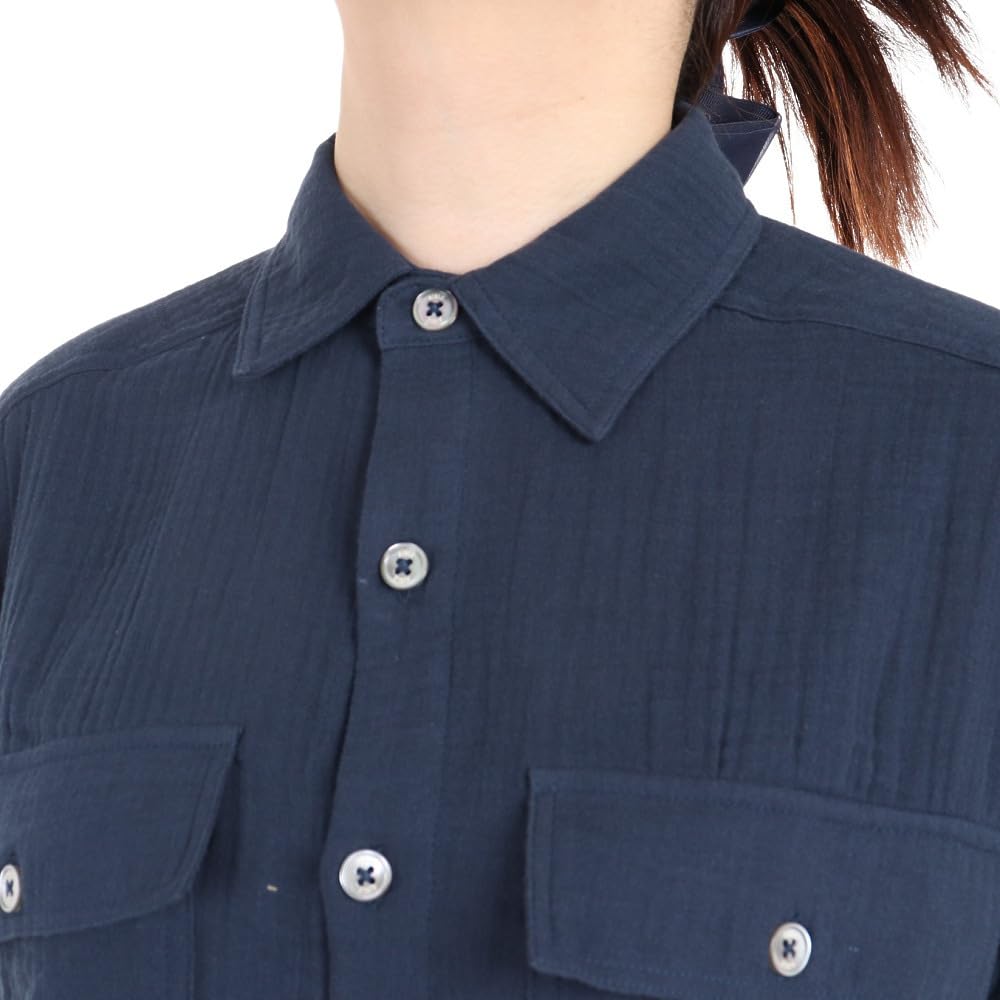 Aigle Cotton Gauze Long Shirt Dress ZEFAI67 Dark Navy Women's (Official)