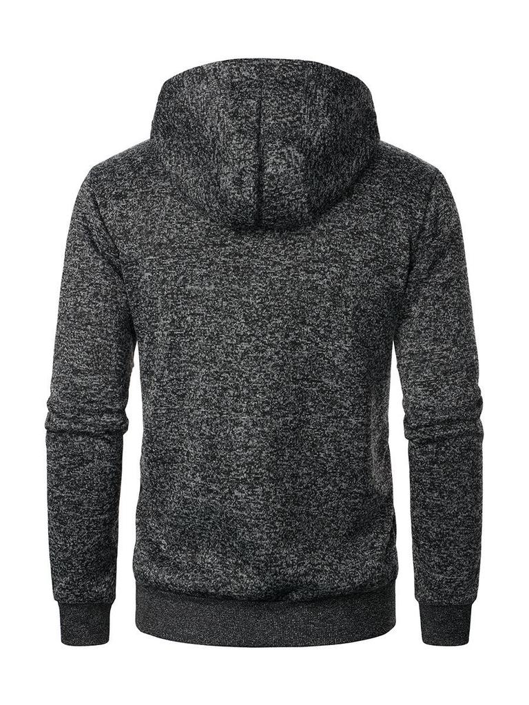 Pánská ležérní pletená žakárová mikina s kapucí a zapínáním