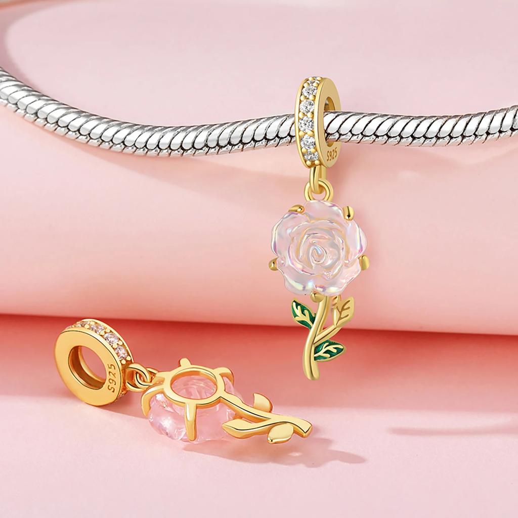 Jubiläen Charm Kupfer Originale Rose Liebesherzen Perle Passt zu Armbändern Halsketten Perlen Schmuck Basteln Schöner Schmuck Geschenke