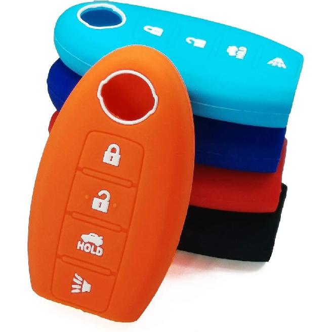Sillicone Key fob Skin Key Cover Remote Case Protector Shell for Nissan Teana Murano Maxima Pathfinder Rogue Versa 370Z Sentra Altima Smart Remote 4