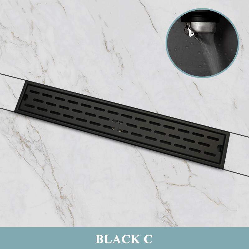 Brushed Rose Gold Floor Drain SUS304 Floor Conceal Drain 30CM/60CM Long Drainage Channel Drain for Hotel Bathroom Kitchen Floor