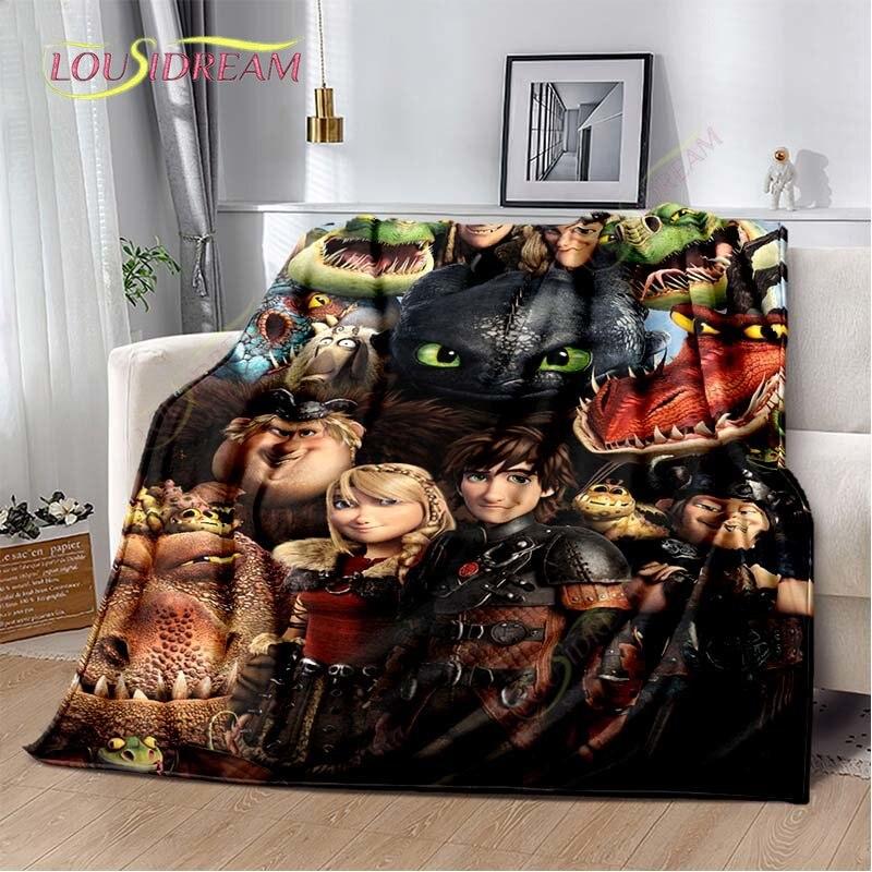 Κινούμενο Σχέδιο Πώς να Εκπαιδεύσεις τον Δράκο σου Χαριτωμένη Κουβέρτα Ελαφρύ Κλινοσκεπάσματα Εξαιρετικά Μαλακή Ζεστή Κουβέρτα Φλις για Κρεβάτι Σαλόνι Καναπέ