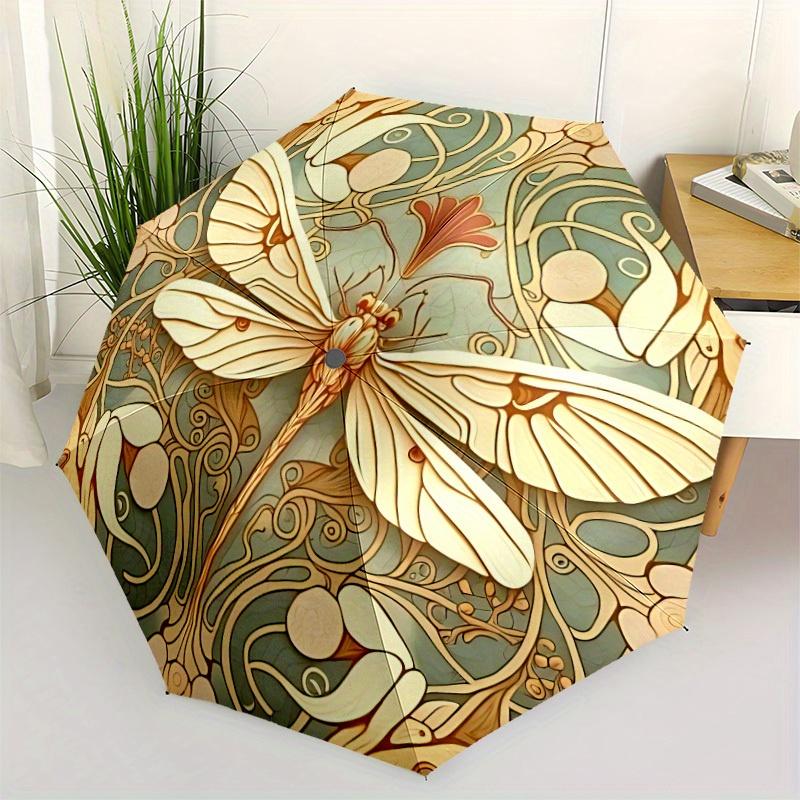 1 szt. Parasol Art Nouveau z motywem motyla, automatycznie otwierany/zamykany, wiatroodporny, funkcjonalny design, wytrzymały czasza z 8 żebrami