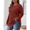Women's Autumn New Loose Round Neck High and Low and Hem Tops for Women