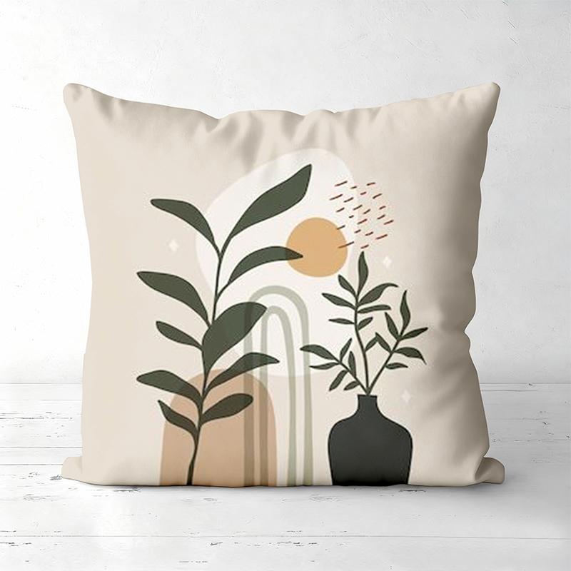 Modern Plant Pattern Throw Pillow Cushions Set Polyester Pillowcase, Sofa Decorative Cushion Cov Headboard Pillow