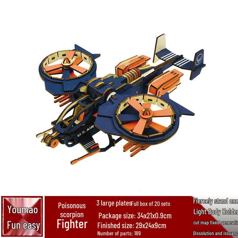 Handmade 3D Wooden Military Tank Model Puzzle for Children