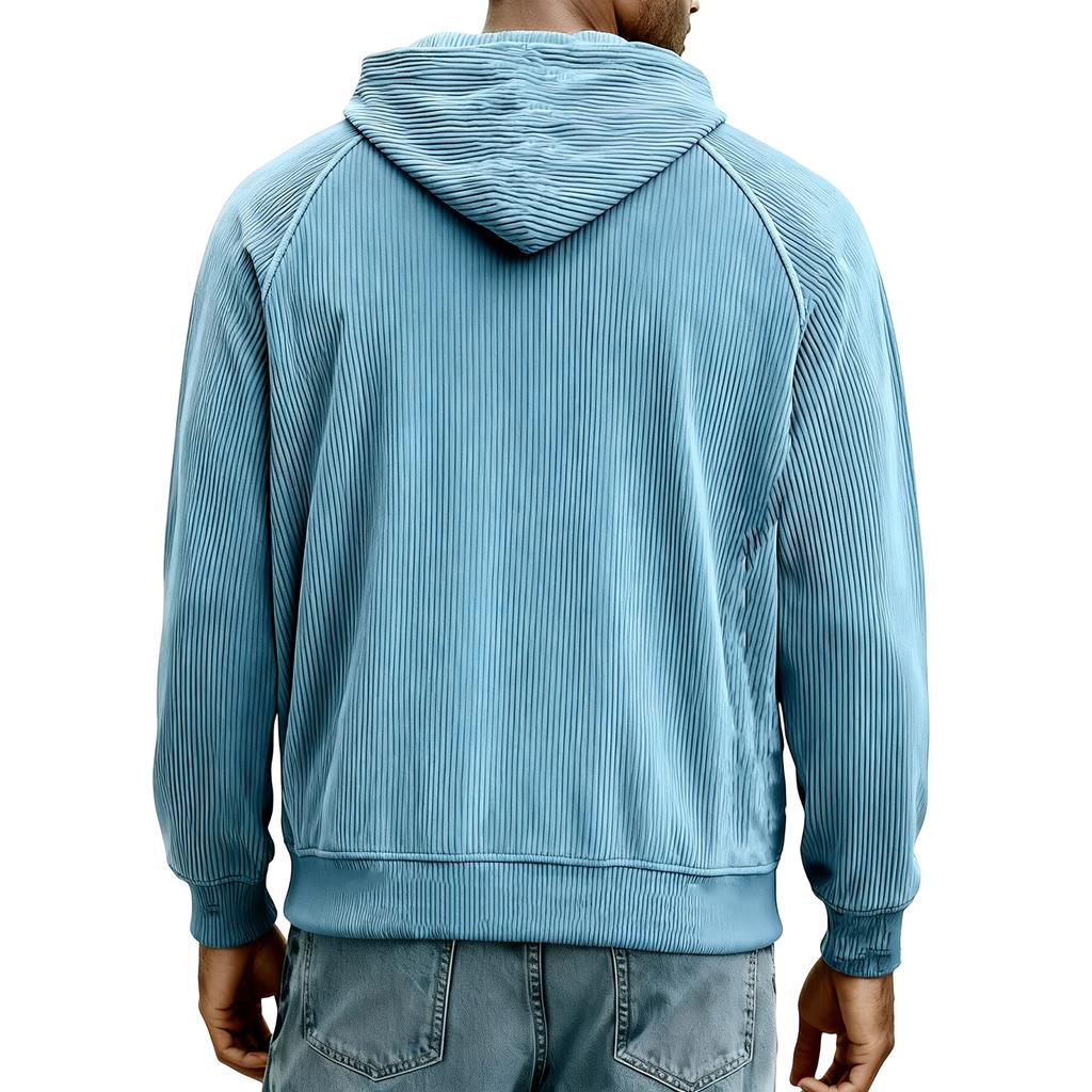 Men's  Leisure  Corduroy  Shoulder  Insertion  Half   Zipper  Hooded  Hood  Hoodie