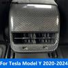 Armrest Box Rear Air Condition Vent Outlet Cover Trim For Tesla Model Y -  2024 Carbon Fiber Interior Accessories