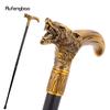 Yellow Wolf Head Biting Walking Cane Fashion Decorative Walking Stick Gentleman Elegant Cosplay Cane Knob Crosier 92cm
