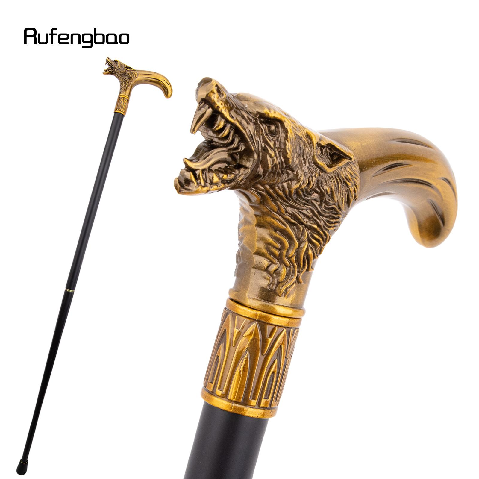 

Желтая волчья голова, кусающая трость для ходьбы, модная декоративная трость, элегантная трость для косплея, набалдашник-посох, 92 см