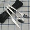 Picnic Tableware Set Washable with Zipper Travel Cutlery Kit Case Portable Pouch for Dinner Household Tool Travel Camping Spoon