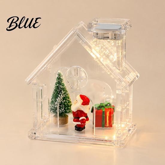 Customizable Gift for Kids Clear Acrylic House Ornament DIY Fillable Christmas with Light Decorative Shelf Figurine Holder Rechargeable Lighted