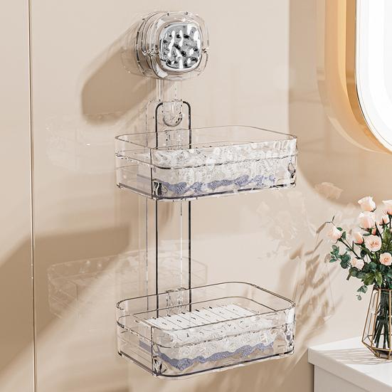 Suction Cup Soap Dish with Drain Holes Strong Load-bearing Easy to Install