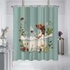 1pc bathtub with puppy print waterproof shower curtain, shower partition curtain with 12 hooks, multi size machine washable