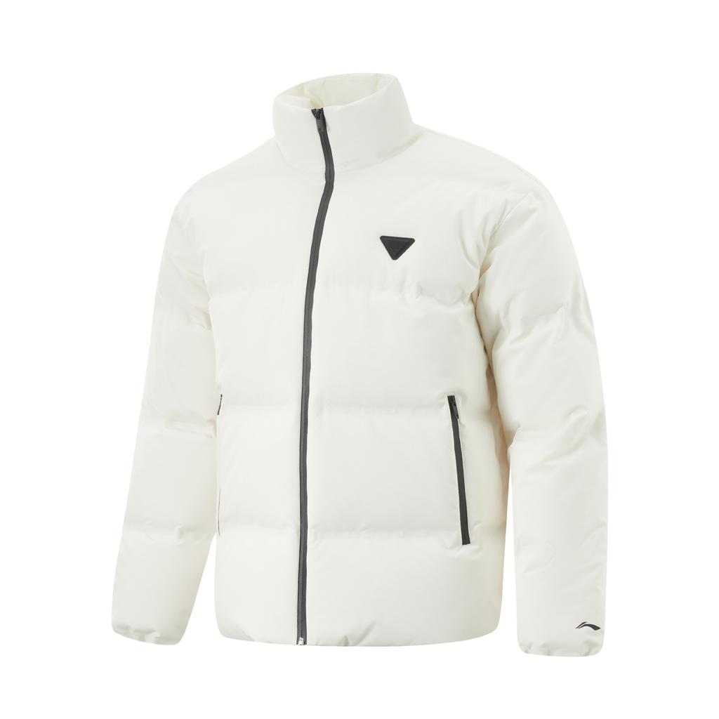 Li Ning Hot Pot Down Jacket Series Water-Resistant Far Infrared Warm Loose Sports Comfortable Down Jacket Men Jacket Off-White AYMU245-1