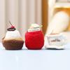 Cute Afternoon Tea Cake Plush Keychain With Soft Short Pile For Bag Decor
