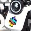 2Pcs Holographic Flame Skull Decals Waterproof Glossy Stickers Fit Motorcycle Bike Body Car Fuel Tank Decor