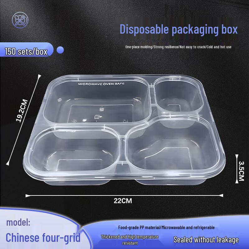 Disposable 4-Compartment Meal Prep Containers