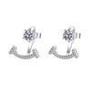 Certified Moissanite Diamond Smile Ear Cuff Jacket Stud Earrings for Woman Simple Front Back Stud Earrings 925 Silver Jewelry