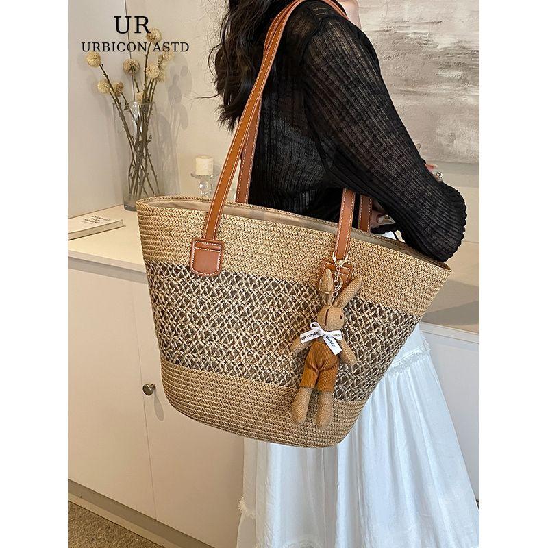 Fancy Woven Bag Women's 2025 New Arrival Summer Seaside Holiday Straw Bag Large Capacity Shoulder Tote Bag