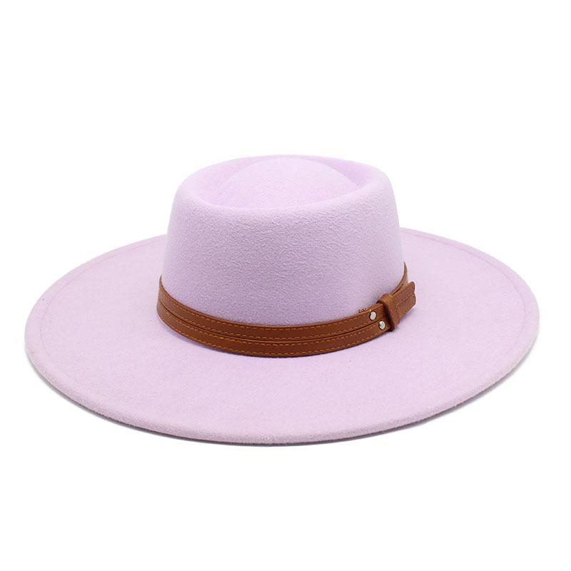 Solid Color Wool 9.5Cm Brim Men'S And Women'S Warm Outdoor Elliptical Concave Convex Torus Top Hat