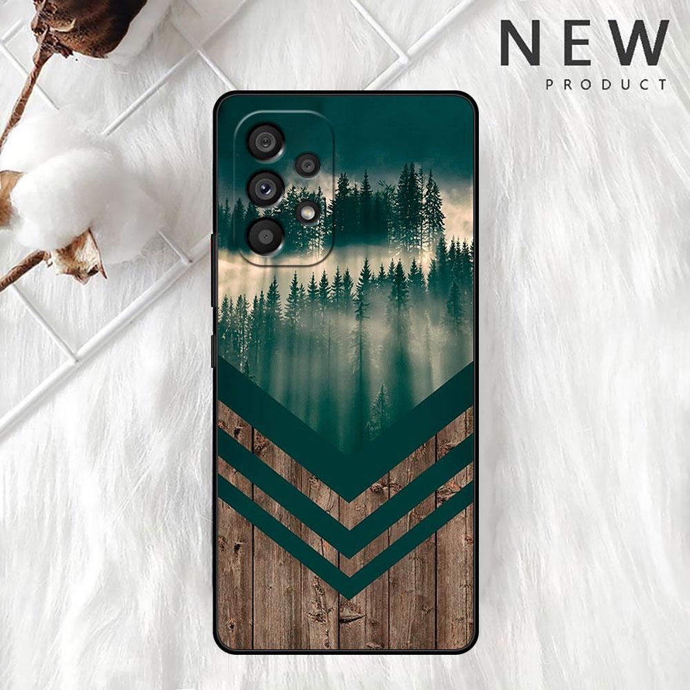 Forest Geometry Wood Nature Case For Samsung Galaxy A52 A53 A13 A12 A32 A33 A51 A21s A71 A23 A31 A22 5G Black Phone Shell
