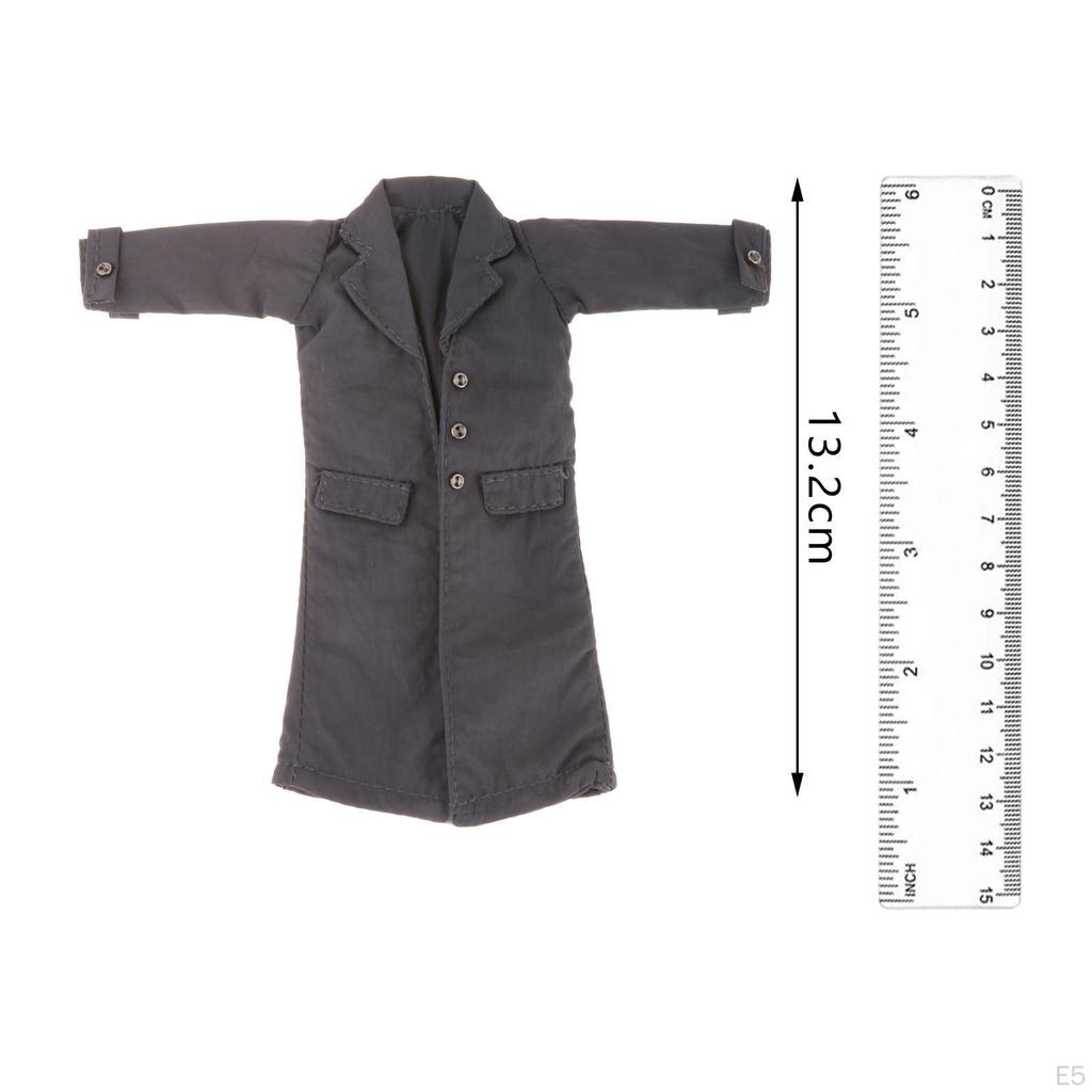 1/12 Male Trench Coat Miniature Soldier Costume Figure for 6'' inch
